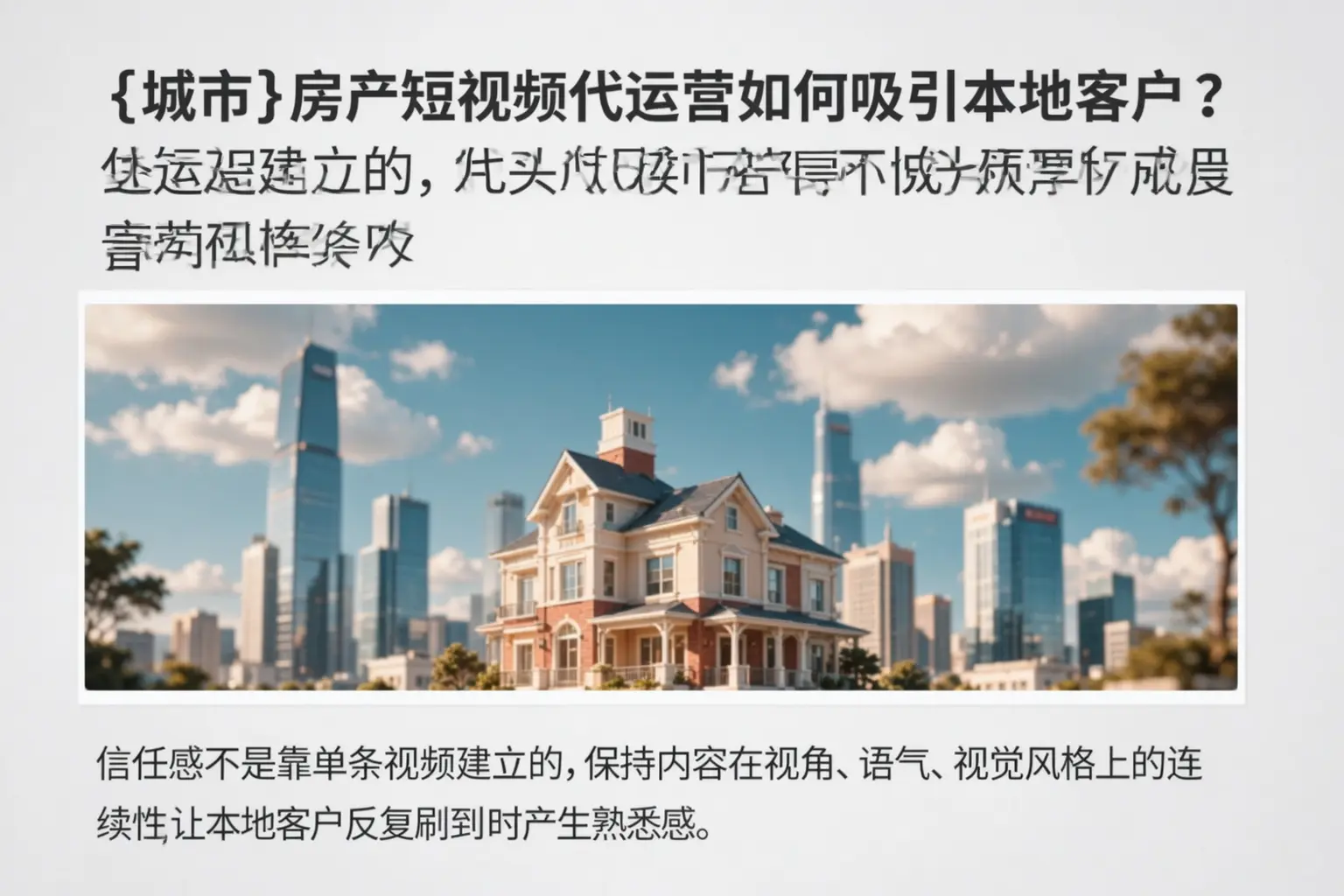 临漳房产短视频代运营如何吸引本地客户?